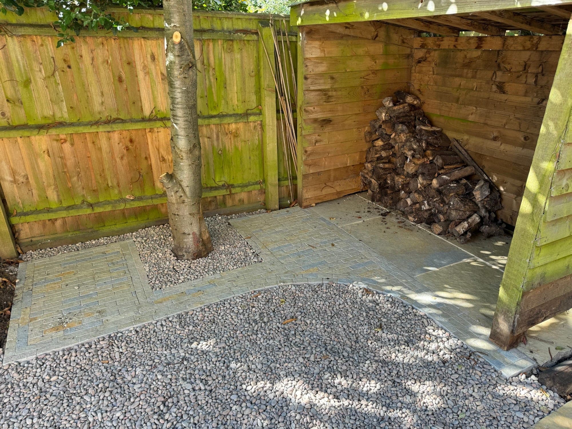 Fencing and landscaped gravel area