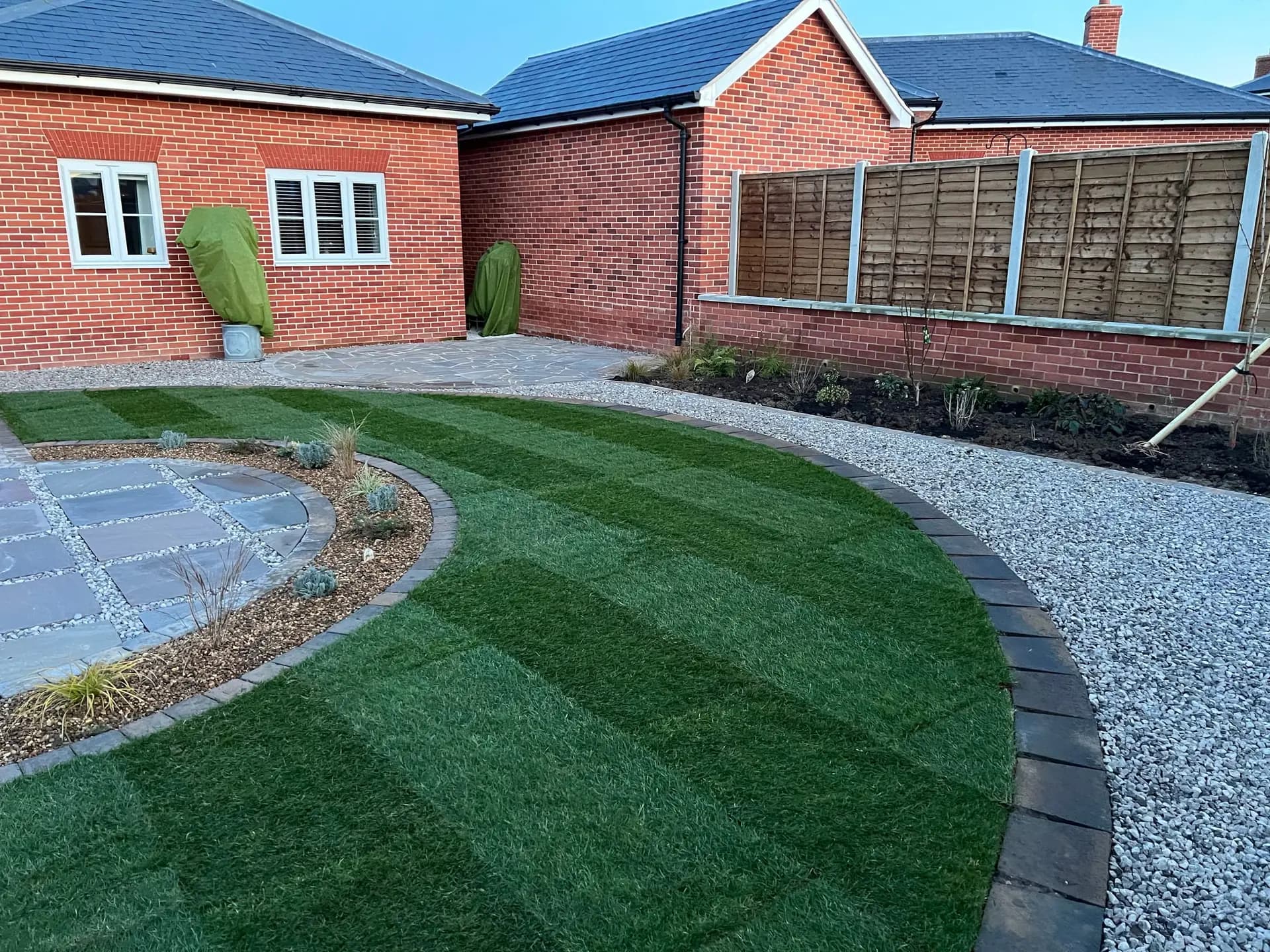 Turfing and circular hard landscaping