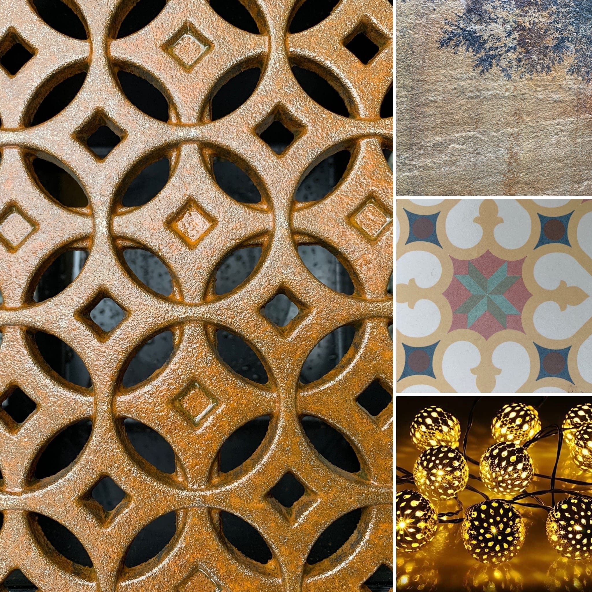 Moroccan-style garden mosaic and seating Smallburgh